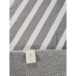 Cloud Island Gray White Striped Baby Blanket Sherpa Fleece Reversible 30x40